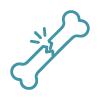 Bone icon with fracture line representing musculoskeletal imaging services