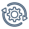 Blue icon of a gear with circular arrows representing an automated imaging process