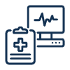 Icon of medical clipboard and heart-rate monitor screen
