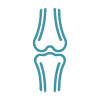 Simple line icon of a knee joint representing musculoskeletal imaging