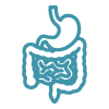 Simple line icon of stomach and intestines representing gastrointestinal radiology imaging