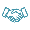 Handshake icon representing consultant radiologists partnership and referral support