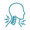 Line icon of neck pain highlighting cervical spine imaging