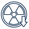 Radiation warning icon symbolizing cardiac CT imaging safety