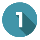Number one icon in white on a teal circle background