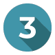 Number three icon in white on teal circle